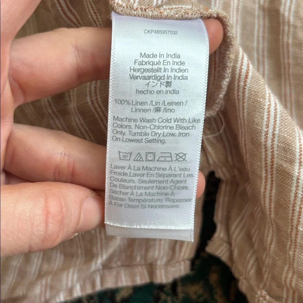 Madewell Tie-Back Scoopneck Top in 100% Linen brown stripped - Picture 7 of 10